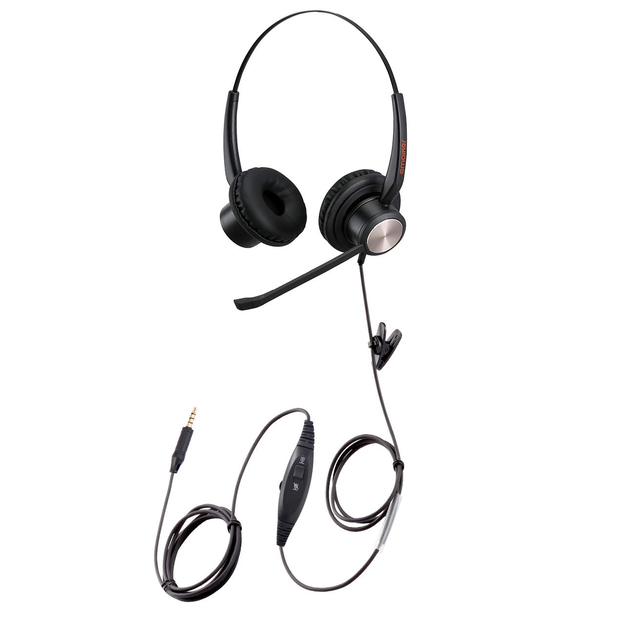 Noise Canceling Wired Headset with Mic Mute Button - 3.5mm Computer Headphones for Office, Driving, Skype, Zoom, Teams & Google Meet - Compatible with Laptop, PC & Cell Phone - Perfect for Remote Work & Online Meetings
