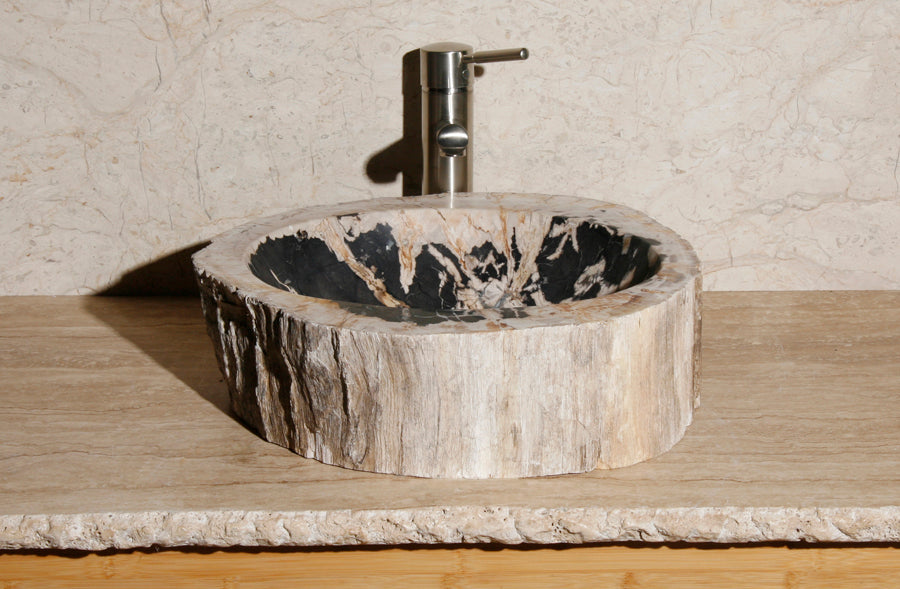 Natural Petrified Wood Bathroom Sink - 17