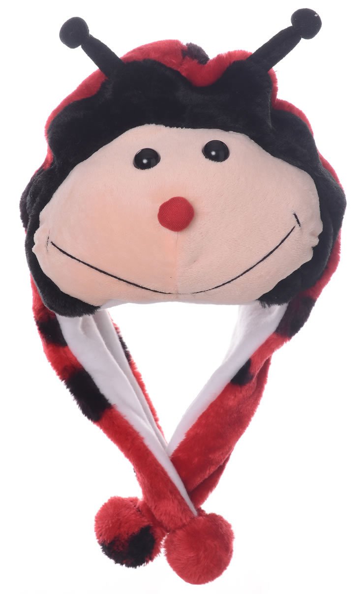Ladybug Animal Head Plush Hat for Kids - Super Soft & Cute Winter Beanie for Girls & Boys - Perfect for Outdoor Play, Birthday Gifts & Photo Props