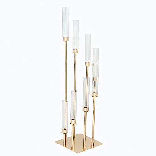 42-Inch Tall Gold Candelabra Candle Holder - Elegant Glass Centerpiece for Wedding Reception, Party, Dining Table & Home Decor - Perfect for Romantic Dinners, Holiday Decorations and Special Events
