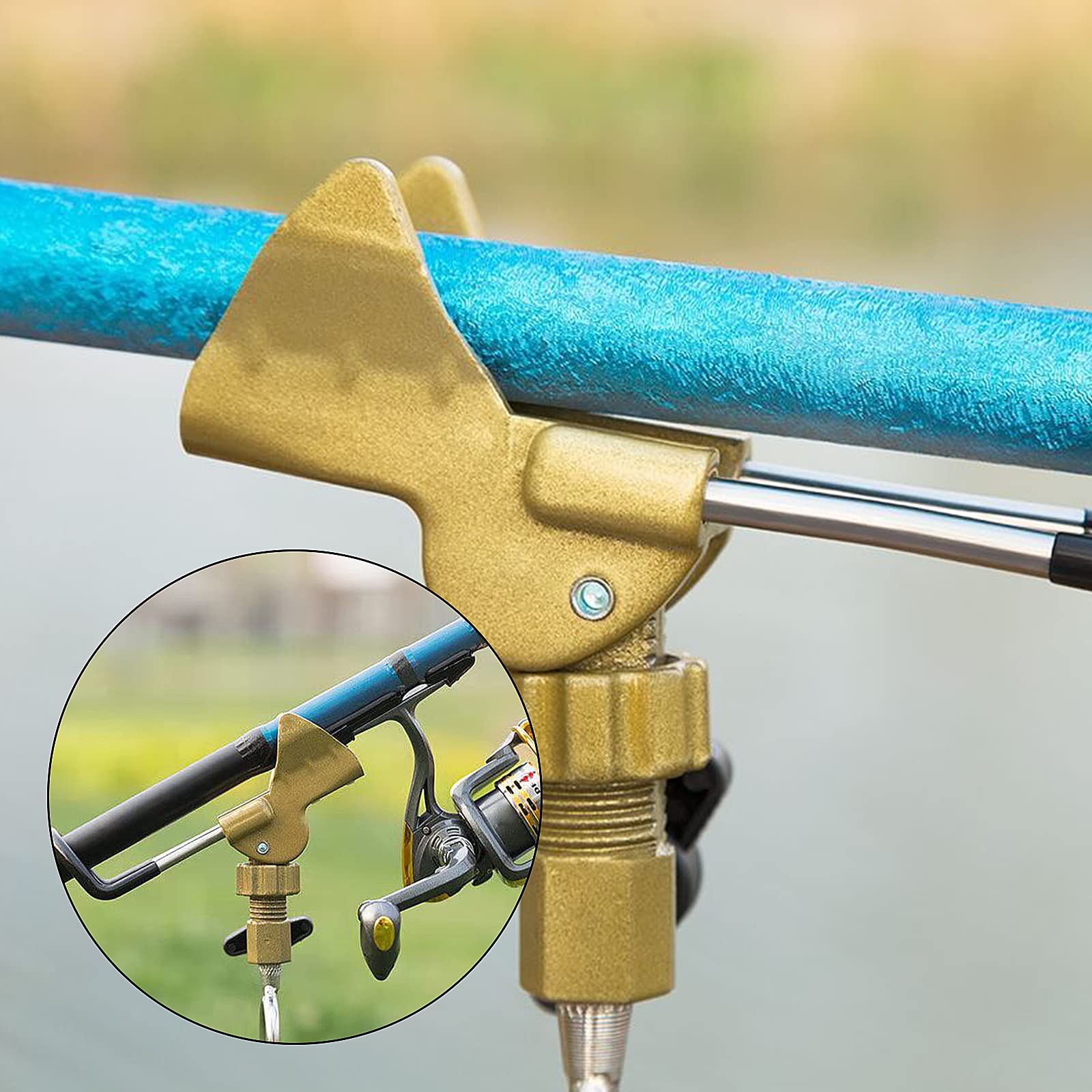 Universal Adjustable Fishing Rod Holder with Alarm Bells - Dual Purpose Hand & Sea Fishing Pole Holder for Bank Fishing | Perfect for Shore, Pier & Boat Anglers