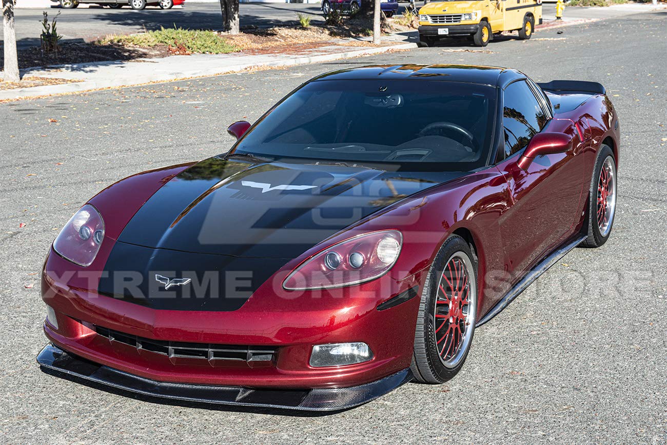 2005-2013 Chevrolet Corvette C6 Base & ZR1 Extended Style Carbon Fiber Front Bumper Lip Splitter | Replacement Part for Enhanced Aerodynamics & Sporty Look | Perfect for Racing, Car Shows & Street Performance