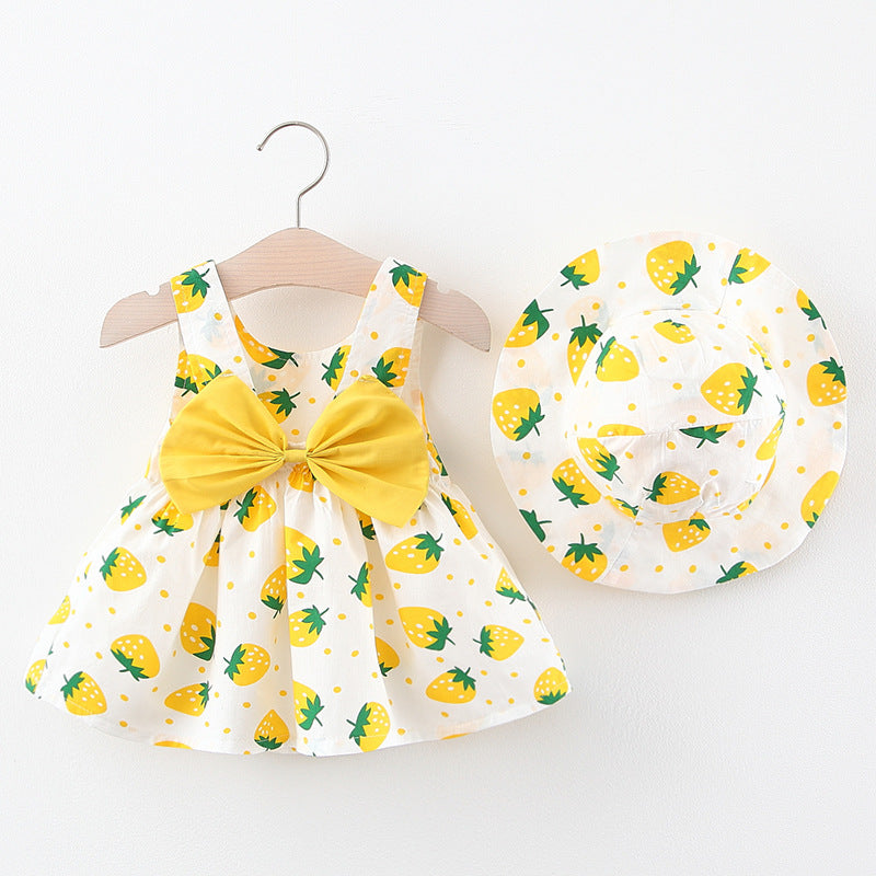 Adorable Baby Girl Summer Princess Dress with Strawberry Bow - Perfect for Parties, Photos & Special Occasions