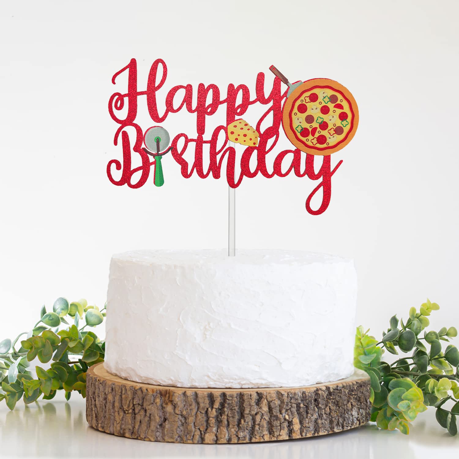 Pizza Happy Birthday Cake Topper - Pizza Theme Party Decorations for Pizza Lovers | Perfect for Birthday Cakes, Pizza-Themed Parties & Foodie Celebrations