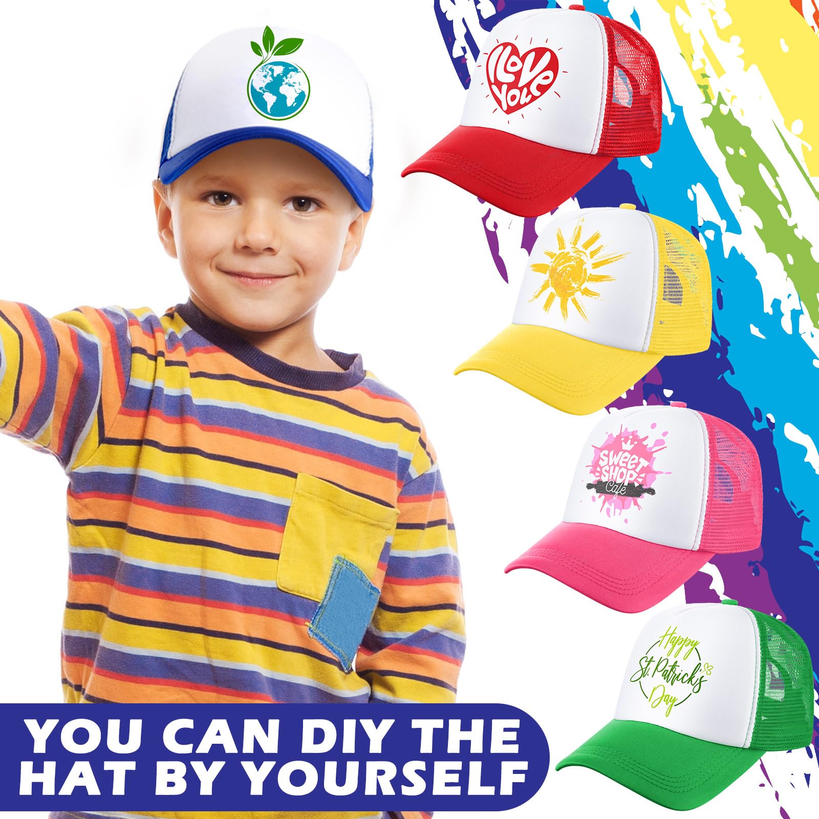 24 Pcs Unisex Blank Trucker Hats for Sublimation - Adjustable Mesh Baseball Caps Bulk Pack for DIY Customization - Perfect for Sports, Events, Promotions & Outdoor Activities