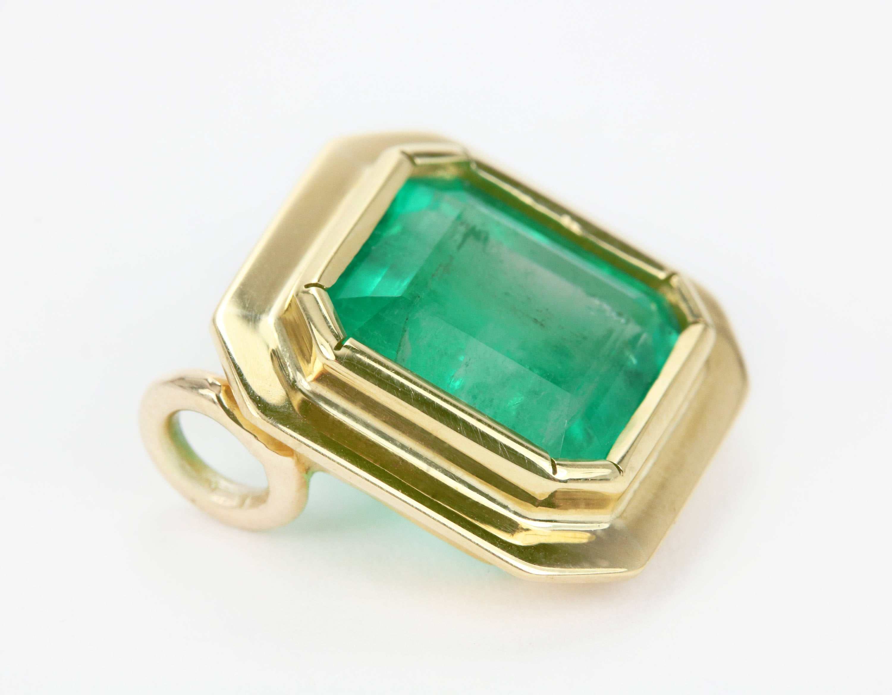 3.0 Carat Bezel Set Asscher Cut Emerald Necklace in 14K Gold - Rich Green Gemstone Jewelry for Women, Perfect for Weddings, Anniversaries & Special Occasions