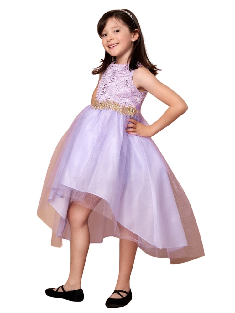 Lilac Sequin Hi-Low Bridesmaid Dress for Big Girls - Sizes 8-16 | Perfect for Weddings, Prom & Special Occasions