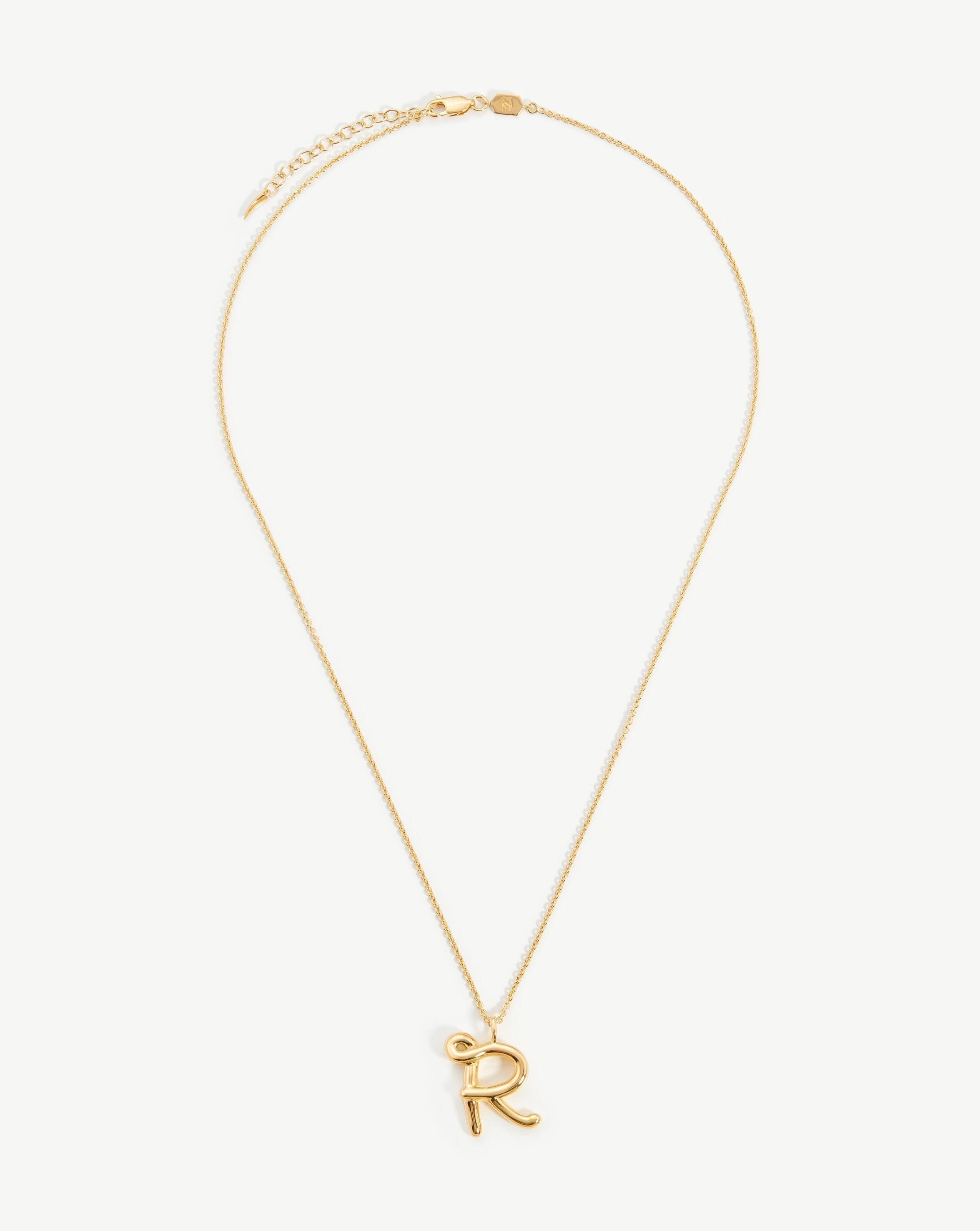Curly Molten Initial Pendant Necklace - Personalized Letter R | 18k Gold Vermeil Jewelry for Women - Perfect Gift for Birthday, Anniversary & Valentine's Day