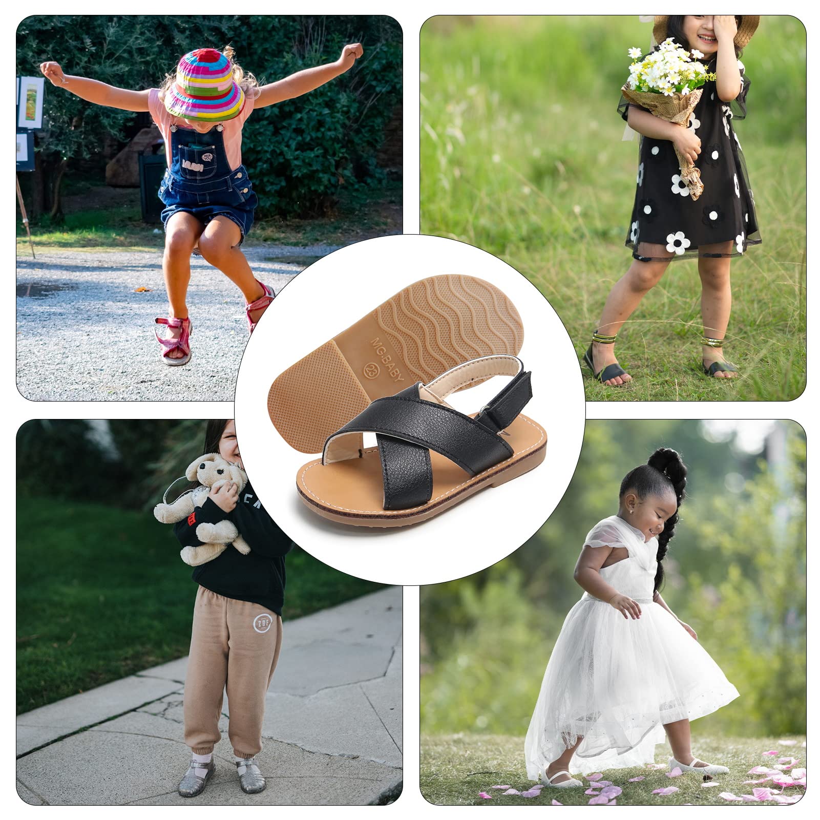 SEAUR Girls Sandals for Toddlers & Kids - Soft PU Leather Summer Sandals for Baby Boys & Girls - Comfortable Flat Sandals for Outdoor Play, Beach, Park & Daily Wear