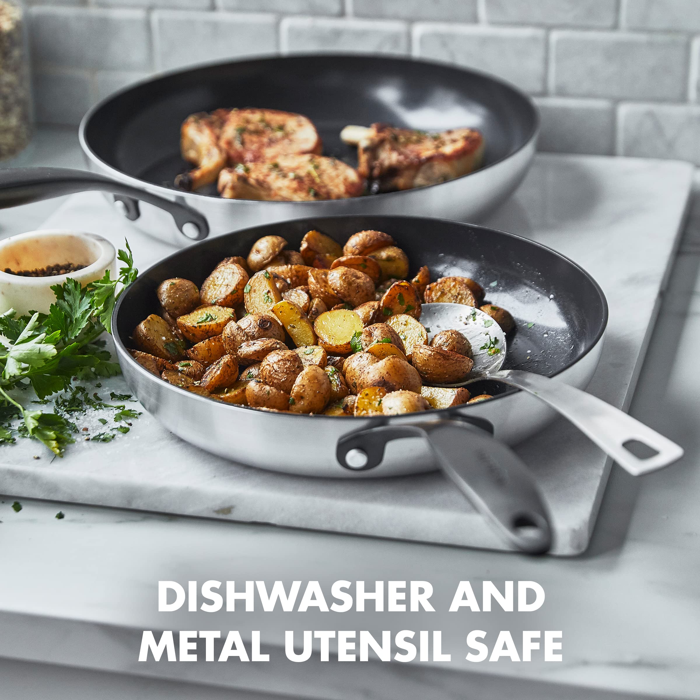 GreenPan Venice Pro Noir Tri-Ply Stainless Steel Healthy Ceramic Nonstick Frying Pan Set (8