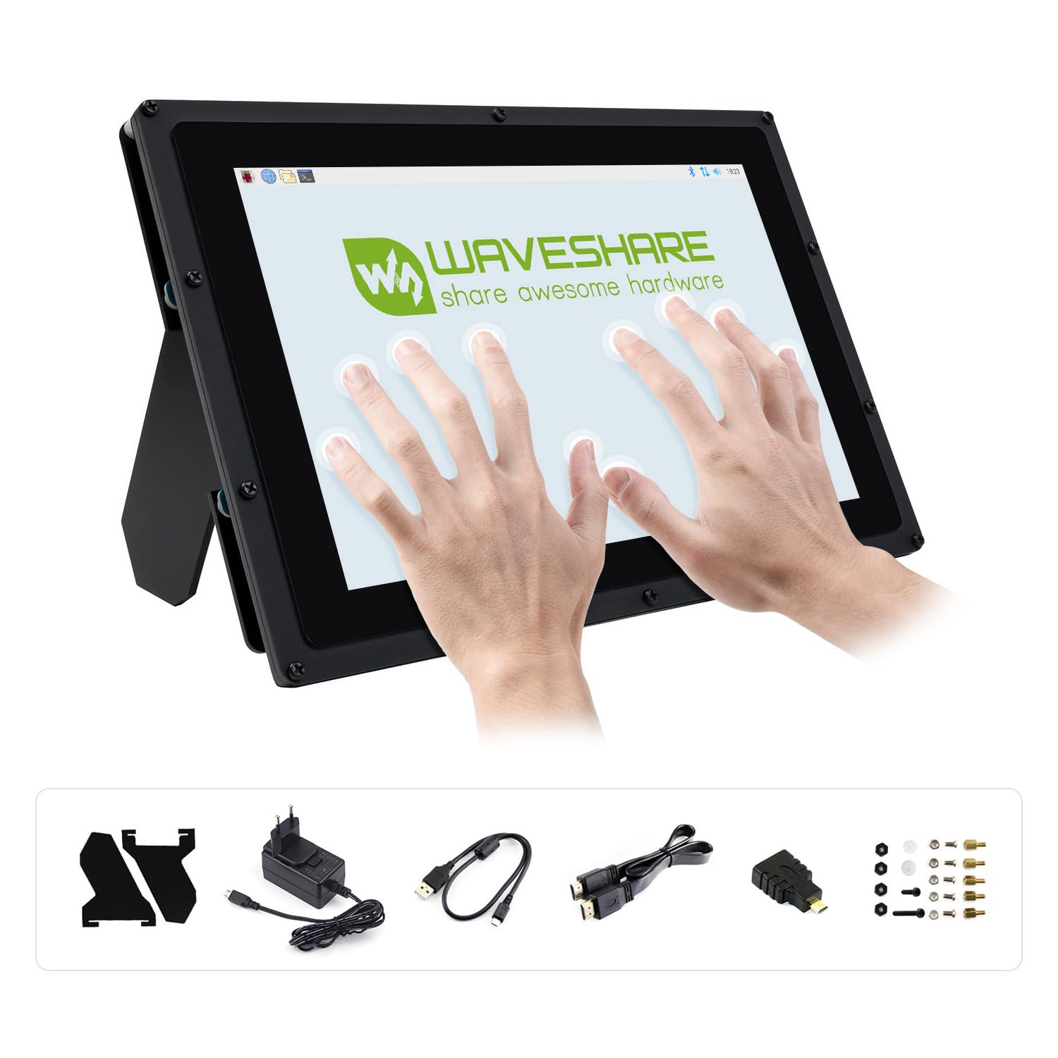 Waveshare 10.1 Inch Raspberry Pi Touchscreen Display - 1024×600 HD IPS LCD Monitor with Resistive Touch, HDMI Interface, Direct Plug for Raspberry Pi & Windows (Touch/Non-Touch) - Perfect for DIY Projects, Smart Home Control, and Industrial Applications