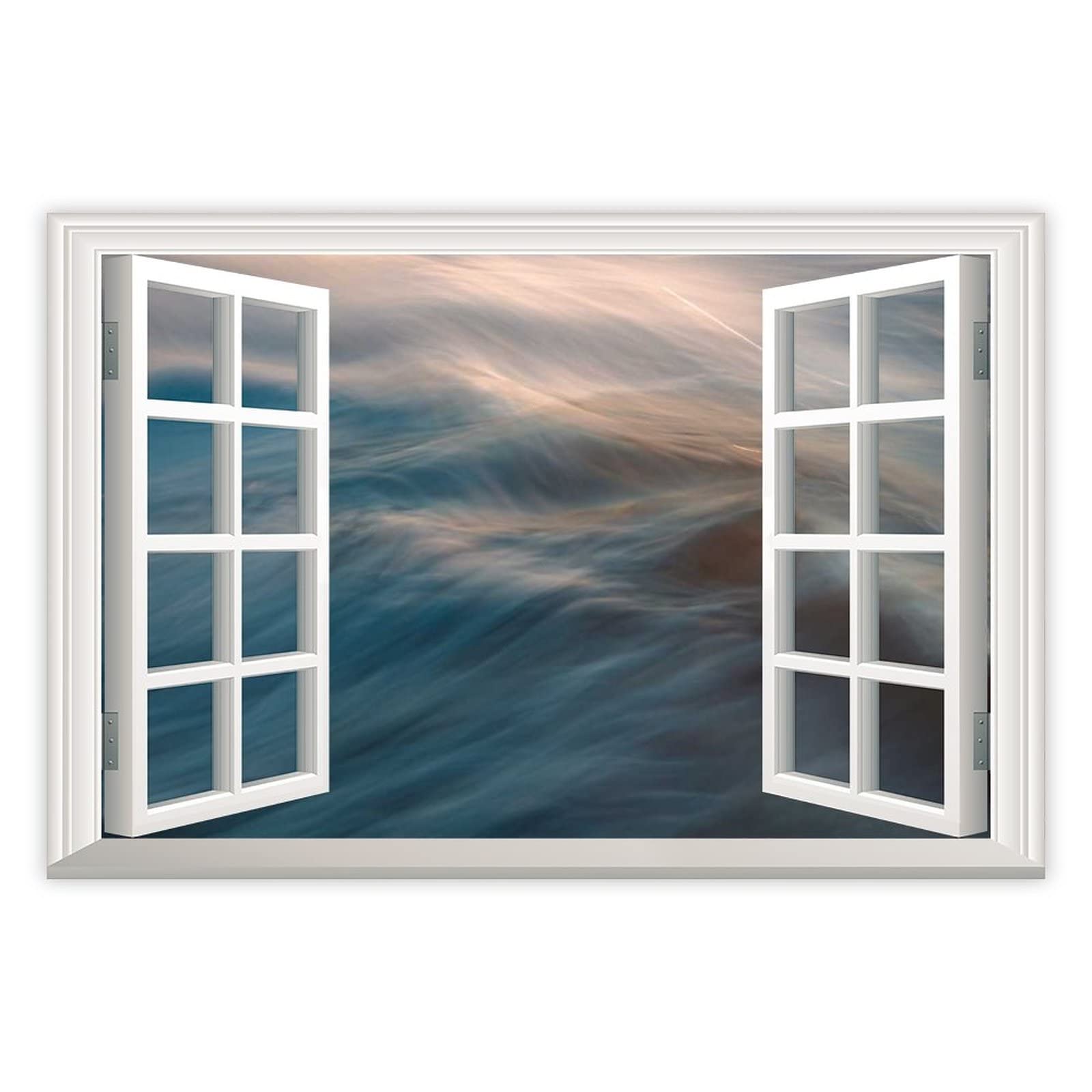 Framed Canvas Wall Art - Window View Surge Ready to Hang Painting for Living Room, Bedroom & Beach House Decor | Perfect for Home, Office & Vacation Rental Wall Decor