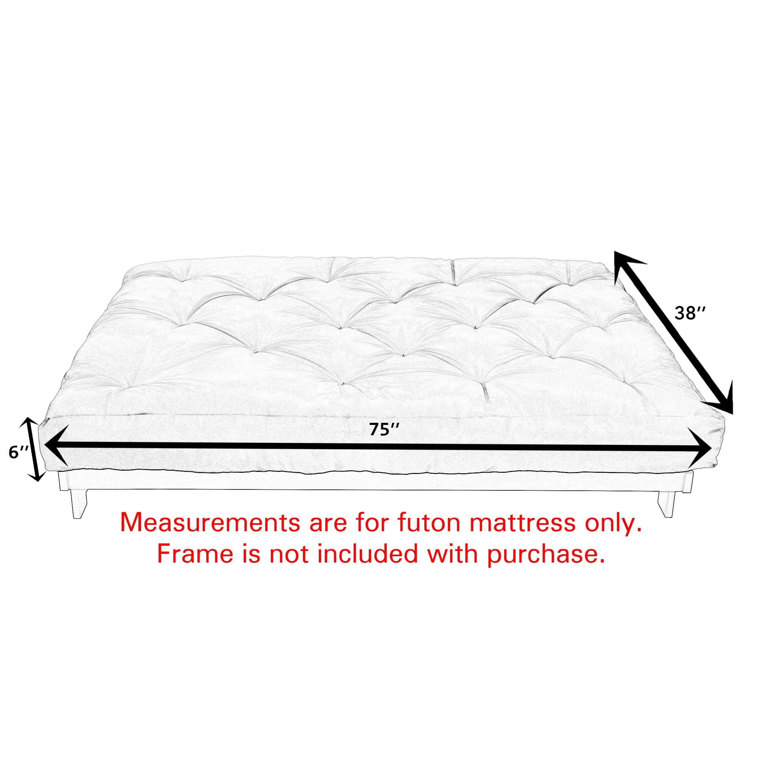 6-Inch Navy Poly Solid Futon Mattress - Comfortable & Durable for Small Spaces, Guest Rooms, and Dorm Living
