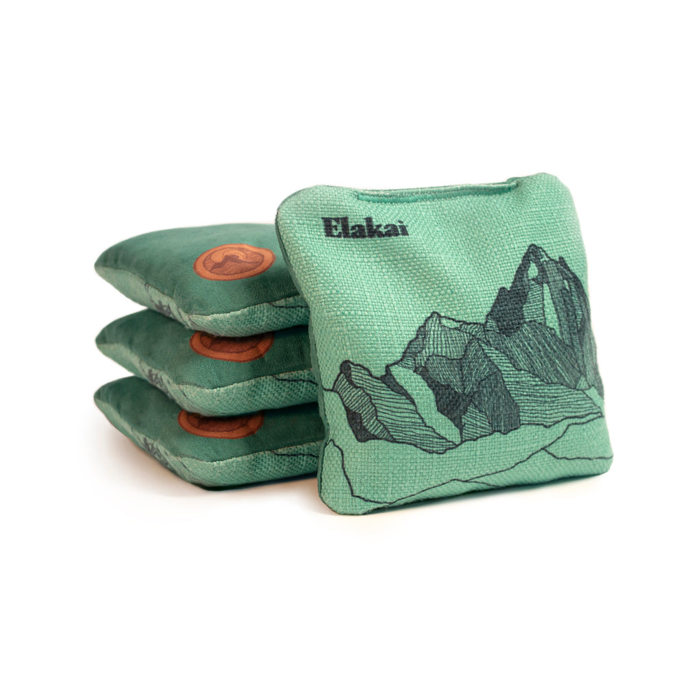 Premium Mount Elakai Cornhole Bags Set of 8 - Regulation Size & Weight for Outdoor Lawn Games - Perfect for Backyard BBQs, Tailgating, and Beach Parties