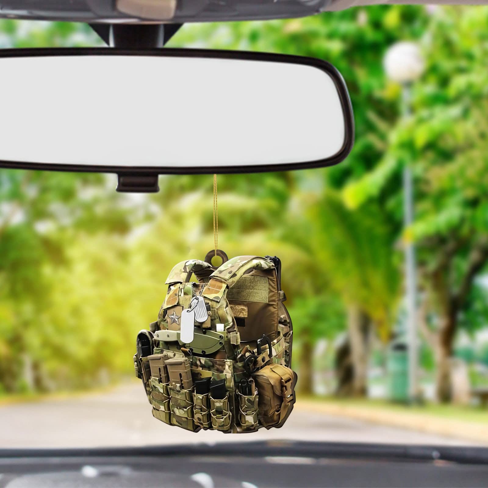 Personalized Army Military Uniform Ornament - Car Rearview Mirror Pendant & Auto Interior Accessories - Perfect for Veterans Gifts, Military Appreciation Decor, and Christmas Tree Ornaments