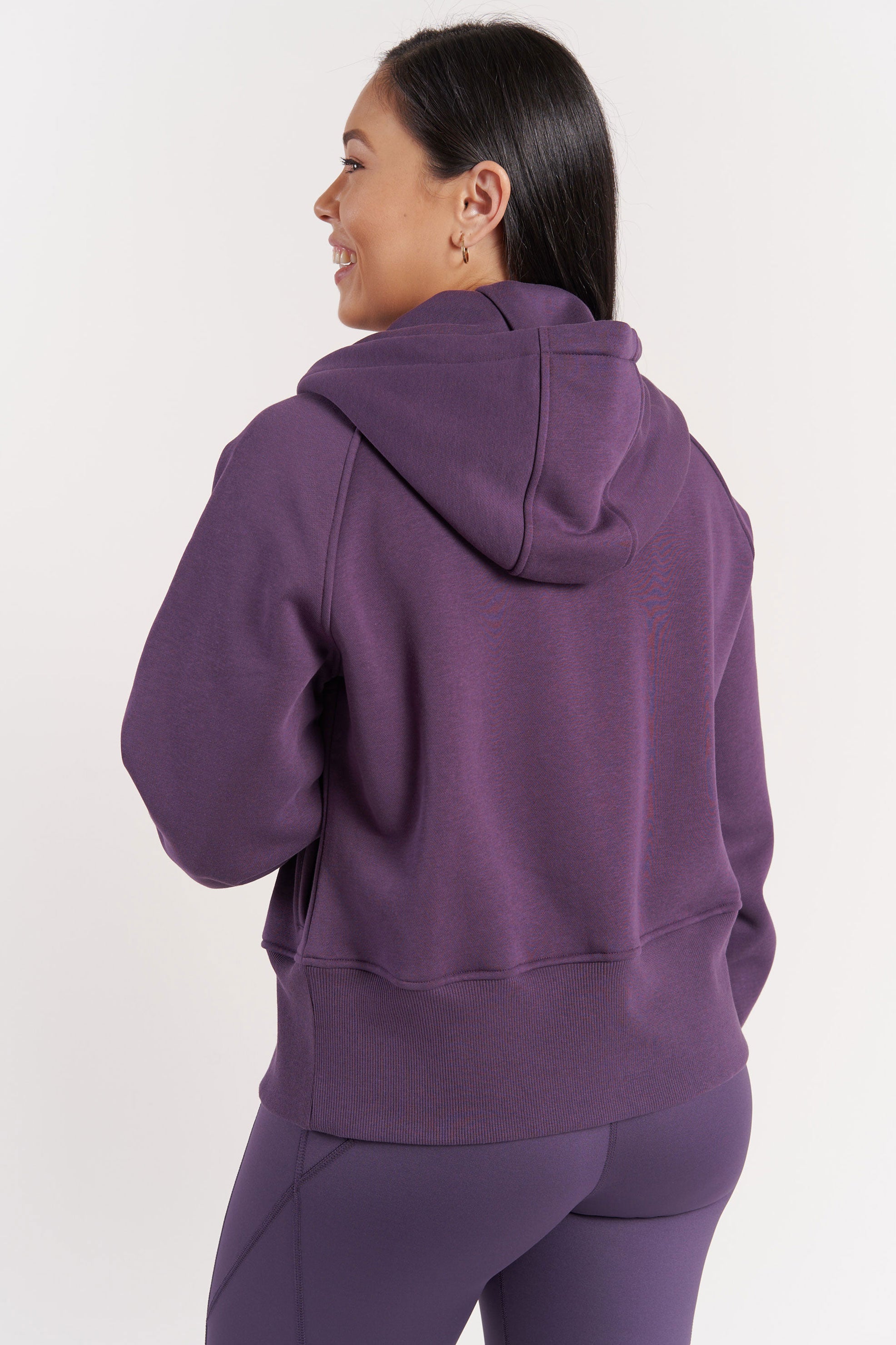 Cropped Zip Up Hoodie for Women - Blackcurrant Color, Lightweight & Stylish Pullover for Casual Wear, Gym, and Outdoor Activities