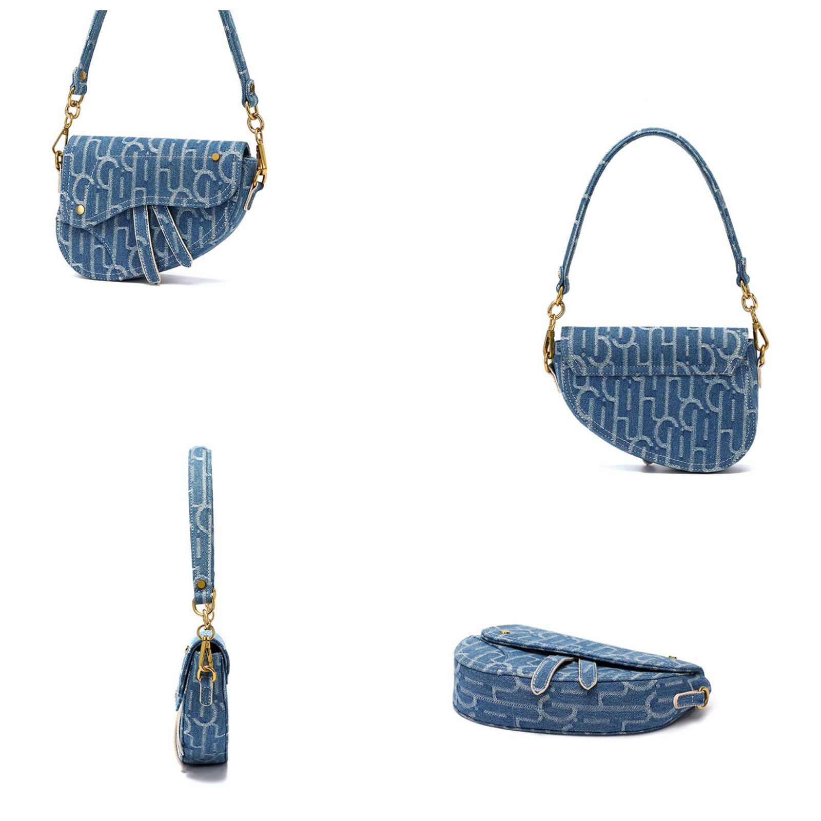 Trendy Denim Saddle Bag Clutch Purse for Women - Crossbody Shoulder Handbag & Satchel Bag | Perfect for Casual Outings, Date Nights, and Everyday Use