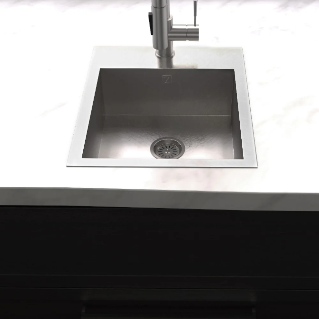 ZLINE Donner 15 Inch Topmount Single Bowl Stainless Steel Bar Kitchen Sink - Durable & Stylish for Home, Restaurant, or Commercial Use