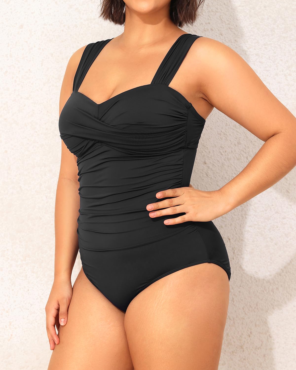 Yonique Plus Size One Piece Swimsuit for Women - Tummy Control Bathing Suit with Ruched Design | Perfect for Beach Vacation, Pool Party & Summer Swimwear