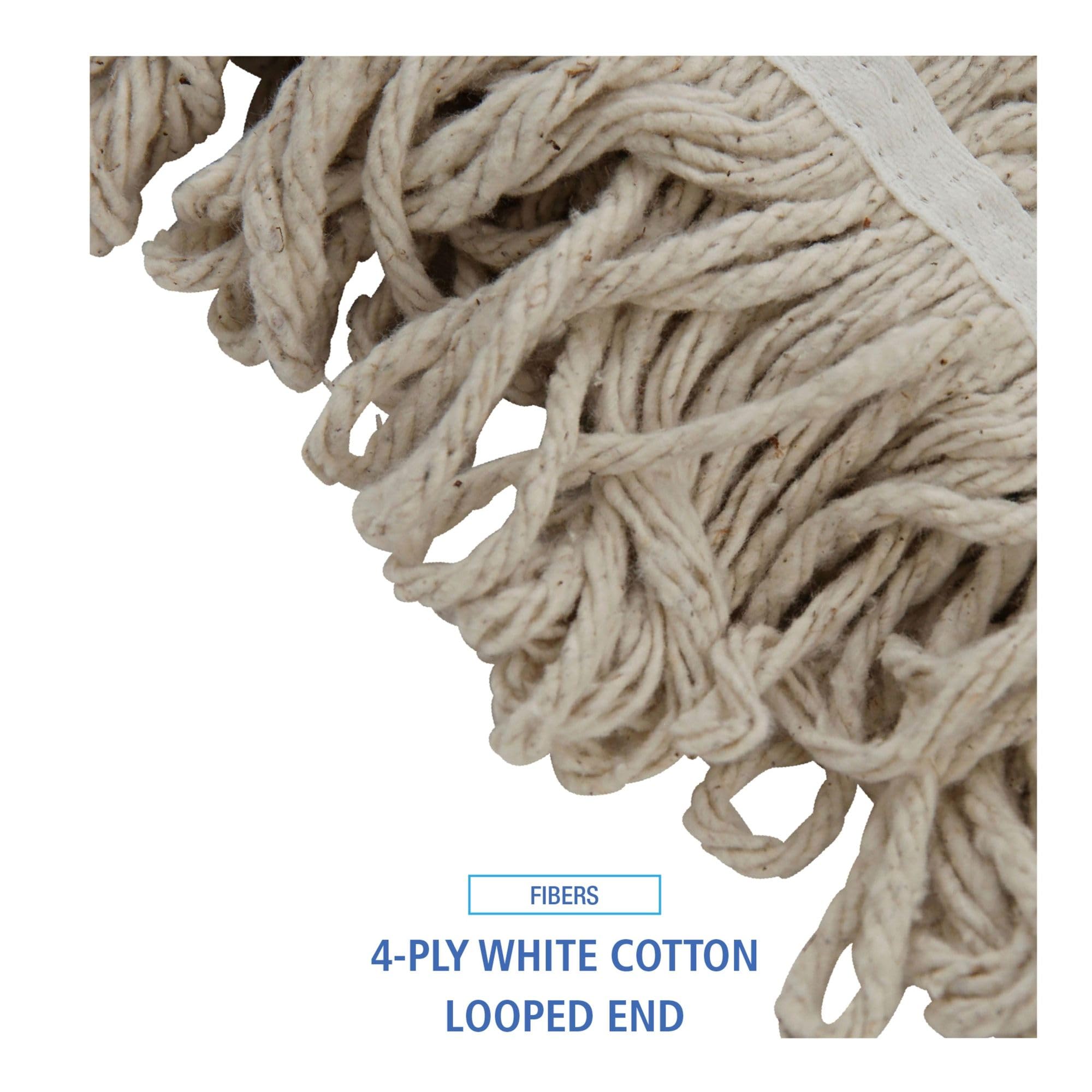 Premium Cotton Mop Head - 32-Oz Pro Loop Web/Tailband Replacement for Standard Mops - White - Ideal for Hardwood Floors, Tile & Commercial Cleaning