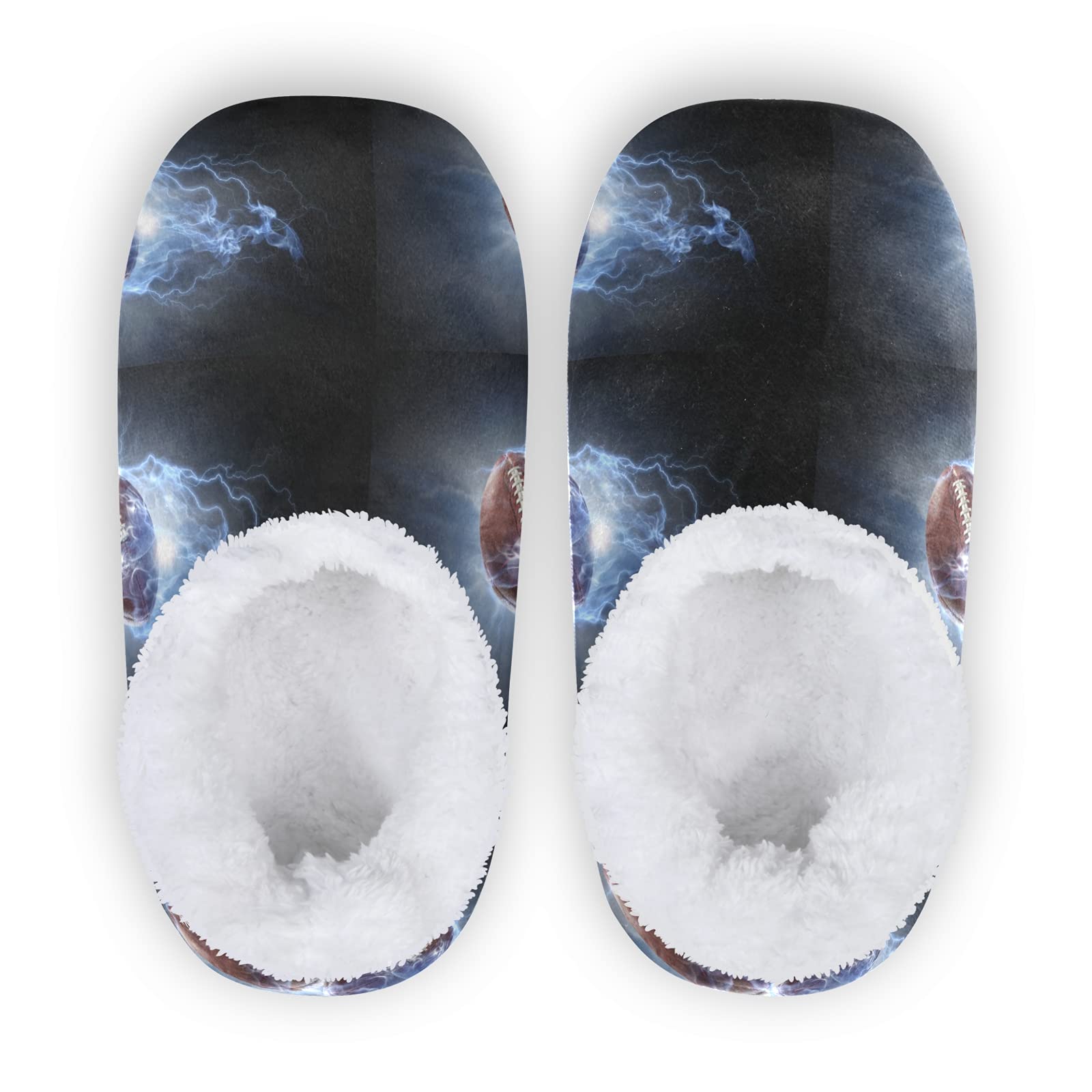 Warm Fleece House Slippers for Women & Men - American Football Themed Cozy Indoor Slippers - Perfect for Winter Comfort at Home, Game Day Lounging and Relaxing