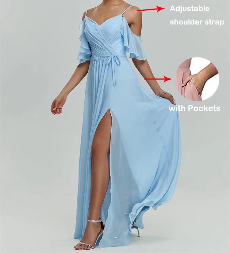 Olive Green Plus Size Bridesmaid Dresses for Women - Long Chiffon A-Line Prom Gown with Pockets (Size 16-18W) | Formal Evening Party, Wedding Guest & Special Occasion Dress