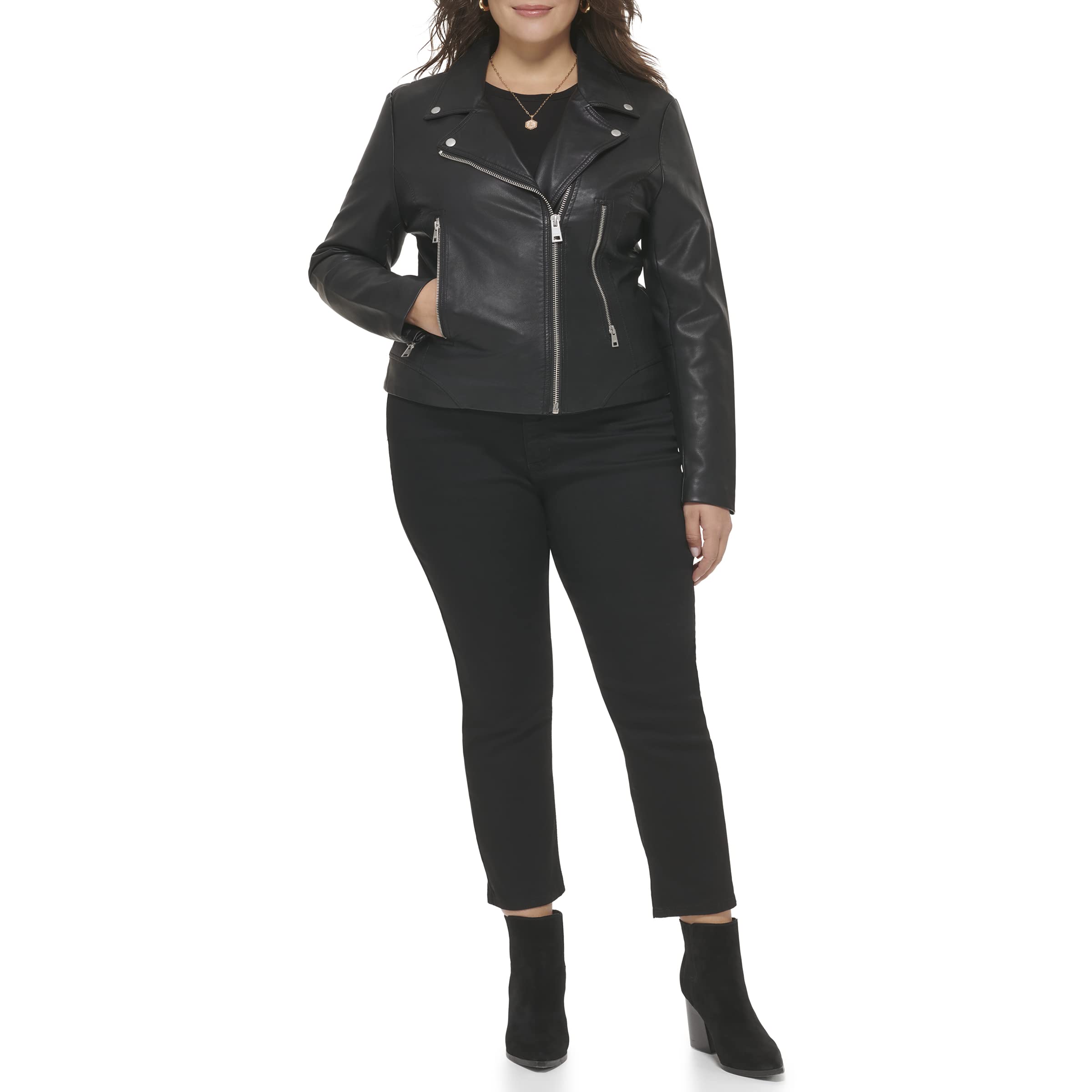 Levi's Women's Vegan Leather 538 Moto Jacket - Stylish Biker Jacket for Women (Regular & Plus Size) | Perfect for Motorcycle Riding, Casual Outfits & Night Out