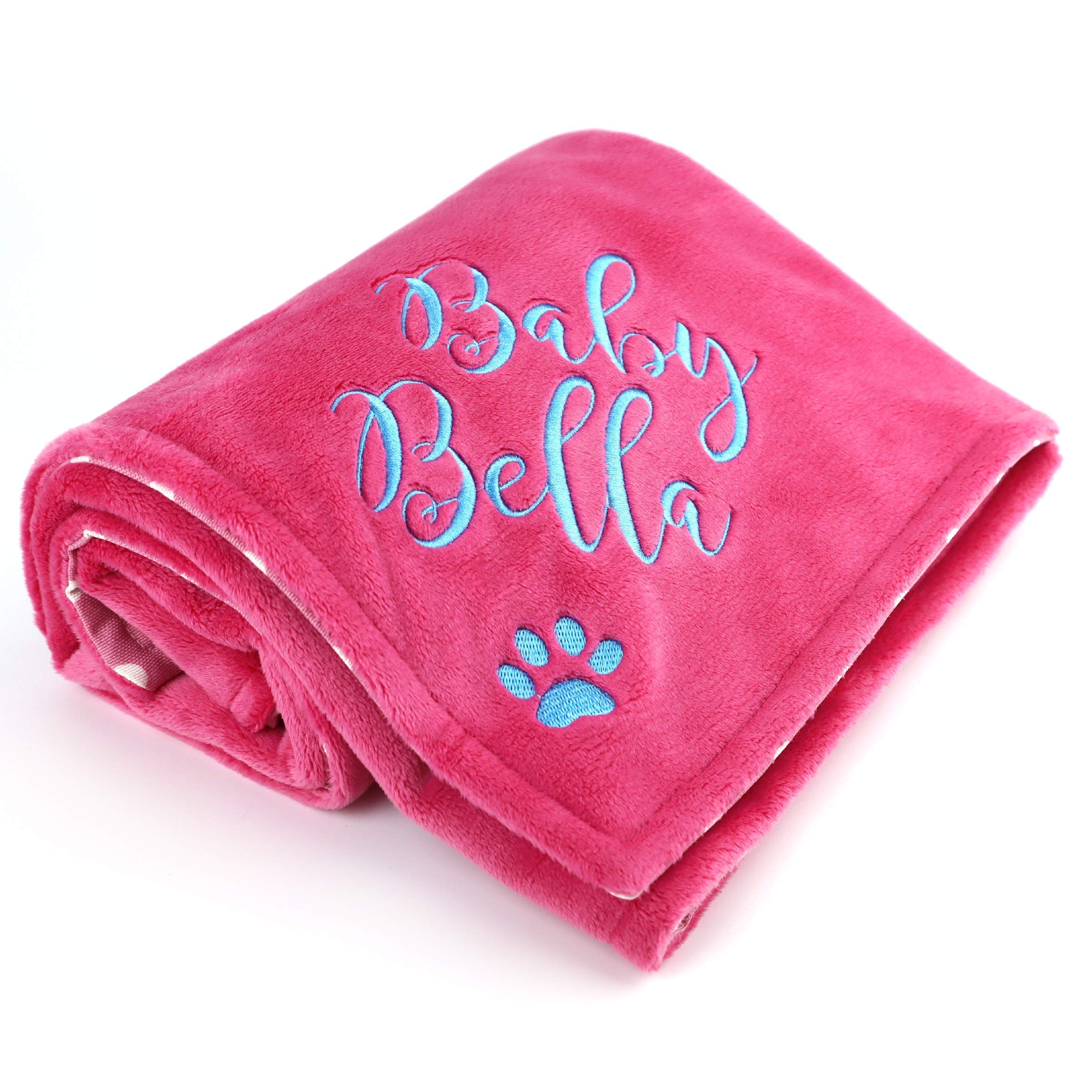 Custom Personalized Dog Blankets for Large Dogs - Embroidered Pet Name Blanket - Perfect Gift for Dog Moms - Soft Pink Dog Accessories (Hot Pink) - Ideal for Couch, Bed & Travel Use