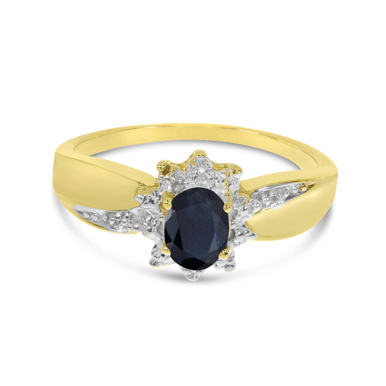 14K Yellow Gold Oval Sapphire and Diamond Ring for Women - Elegant Engagement, Wedding, Anniversary Jewelry Gift