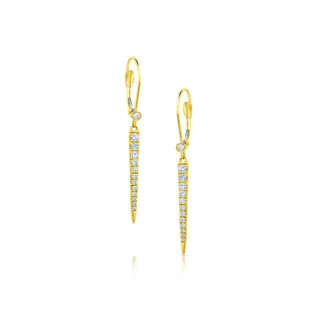 14K Yellow Gold 0.36ctw Diamond Drop Earrings - Elegant Pointed Dangle Earrings for Women, Perfect for Weddings, Parties & Special Occasions