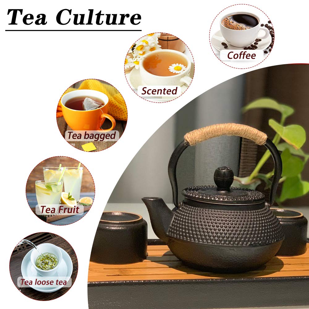 Premium Japanese Cast Iron Teapot Set with Removable Infuser - 900ml (31oz) Loose Leaf Tea Kettle for Wood Stove, Campfire & Gas Stove - Perfect for Home, Office & Outdoor Tea Ceremonies