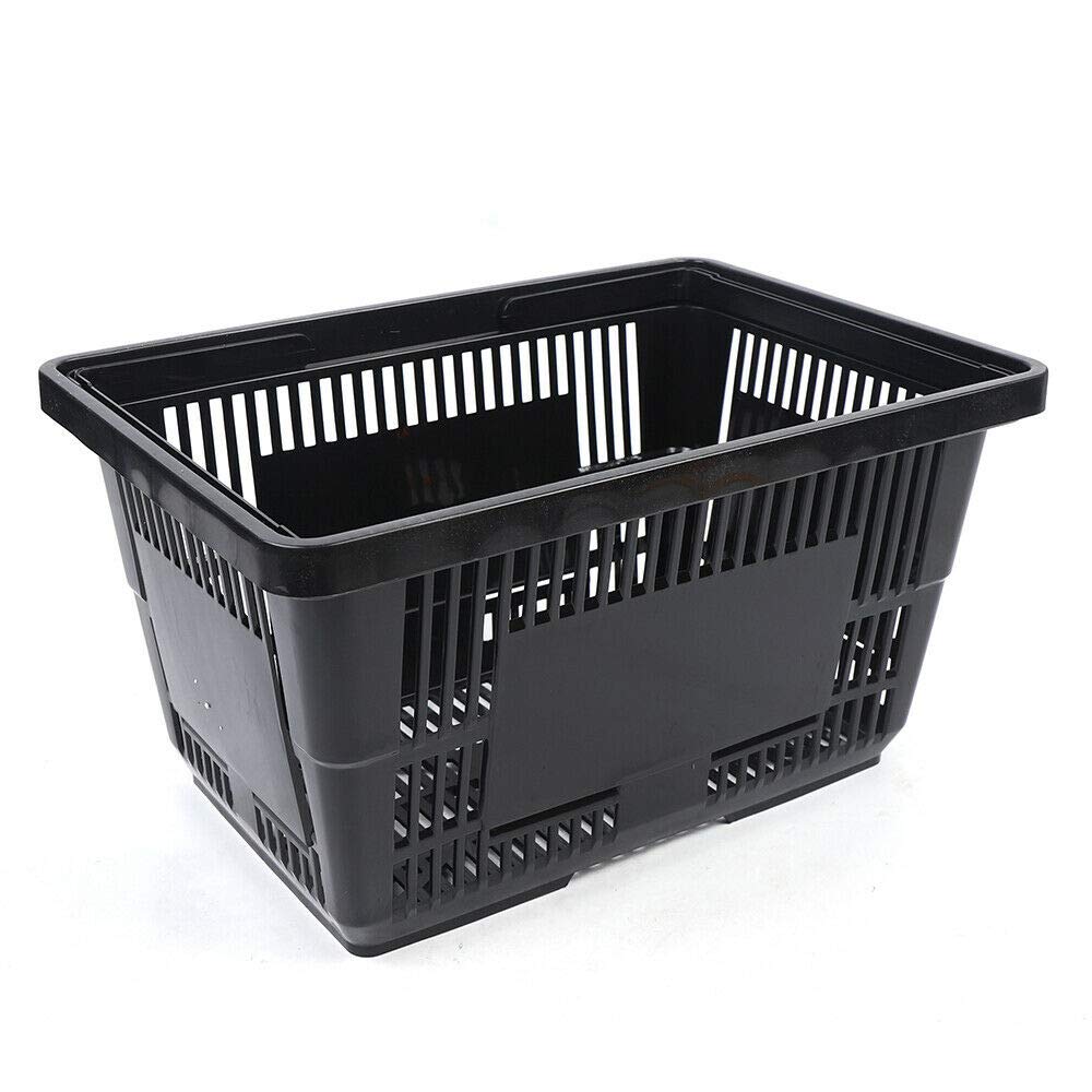 12 Pack Black Plastic Shopping Baskets with Handles - Durable Retail Grocery Baskets for Supermarket, Convenience Store & Home Organization - Perfect for Shopping, Storage & Display