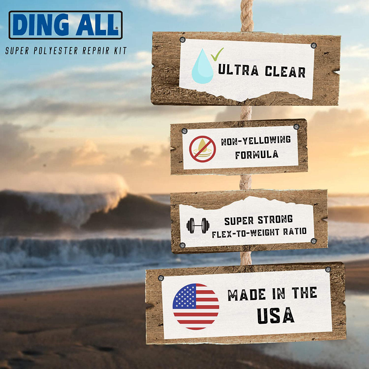 Ding All Poly SUPER Kit - Professional Ding Repair Kit for Surfboards, Boats & Cars | Easy DIY Scratch & Dent Removal for Outdoor Enthusiasts