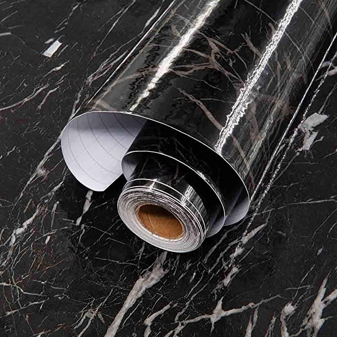 Vaidika Premium Kitchen Foil Stickers - Oil Proof Aluminum Wallpaper Roll for Kitchen Slab & Walls (2M Black) - Perfect for Backsplash Protection & Stylish Kitchen Decor