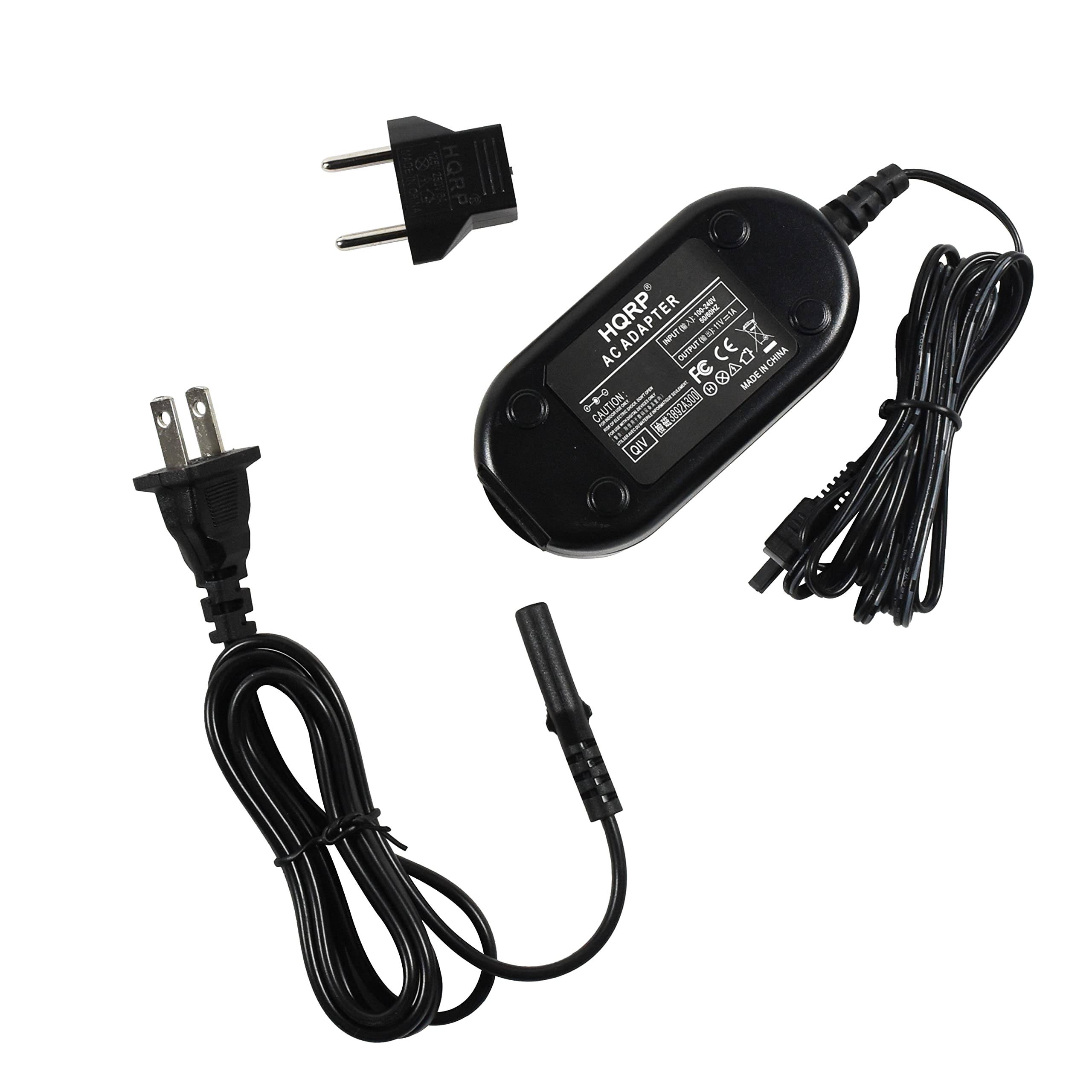 HQRP Replacement AC Adapter Charger for JVC Everio GZ-MG505 GZ-MG505U GZ-MG555 GZ-MG555U Camcorder - US Power Cord & EU Plug Adapter - Perfect for Travel & Home Charging