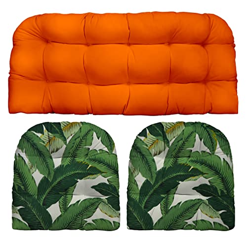 Orange Solid + Swaying Palms Green