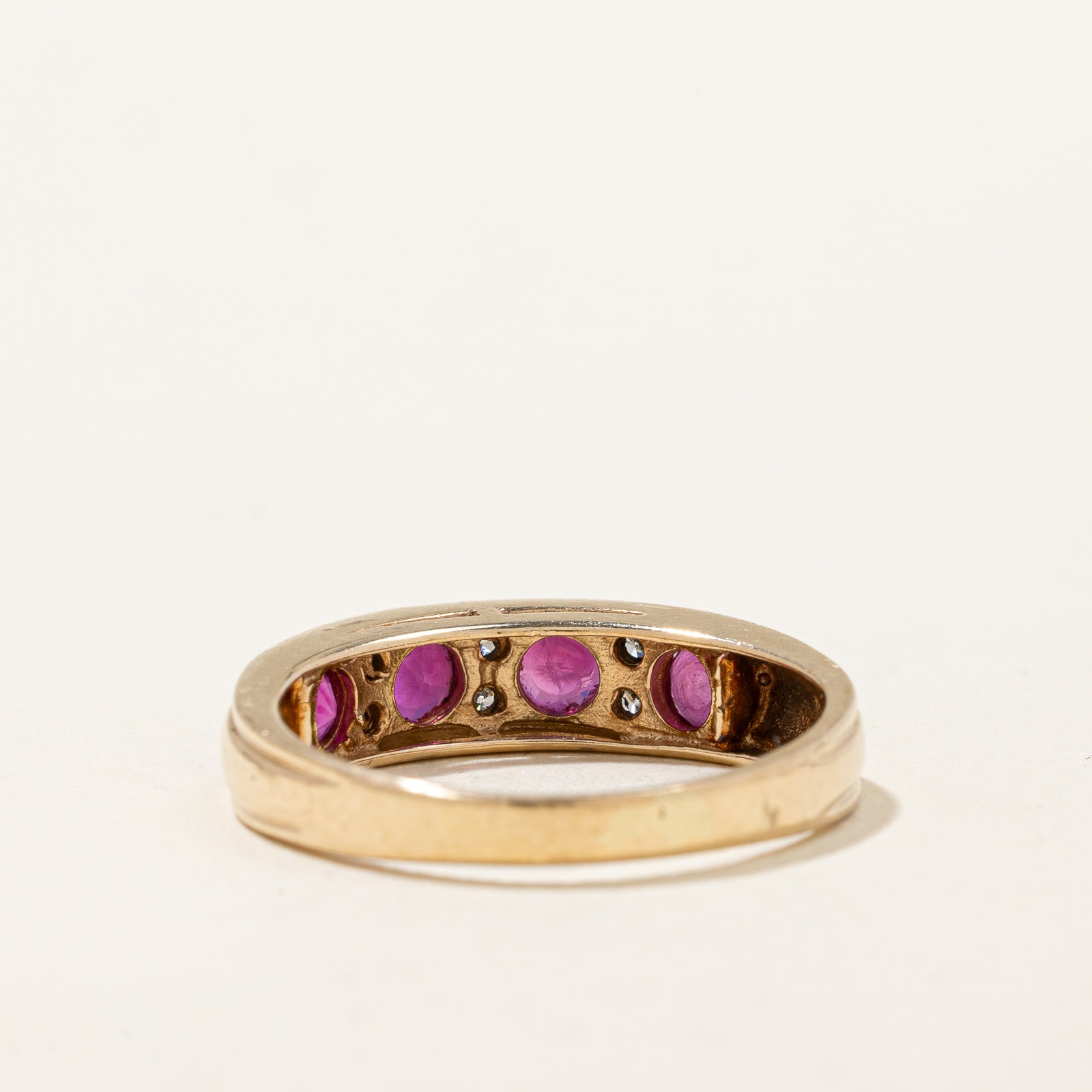Exquisite Ruby & Diamond Channel Set Band Ring - 0.80ctw Ruby & 0.12ctw Diamond - Size 6 - Perfect for Anniversary Gifts, Valentine's Day & Special Occasions