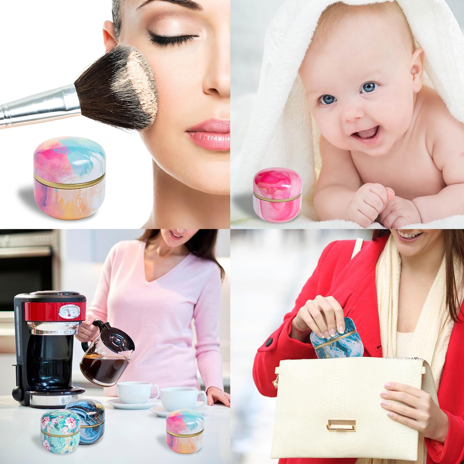 Premium Body Powder Puff & Container Set for Women & Baby - Travel-Friendly Loose Powder Case with Soft Puff (Glacier Blue) | Perfect for Makeup Touch-Ups, Baby Care & On-the-Go Use