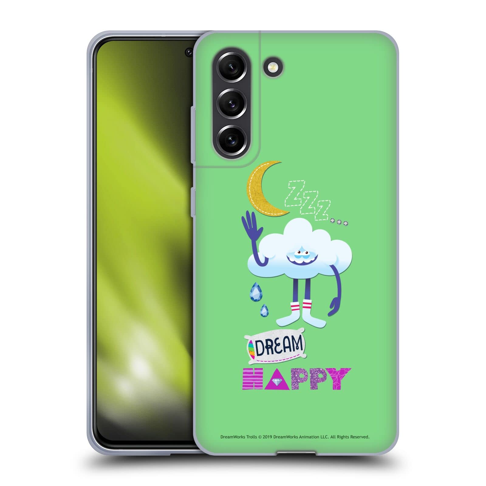 Head Case Designs Officially Licensed Trolls Dream Happy Cloud Soft Gel Case for Samsung Galaxy S21 FE 5G - Cute Protective Cover for Daily Use, Work & School