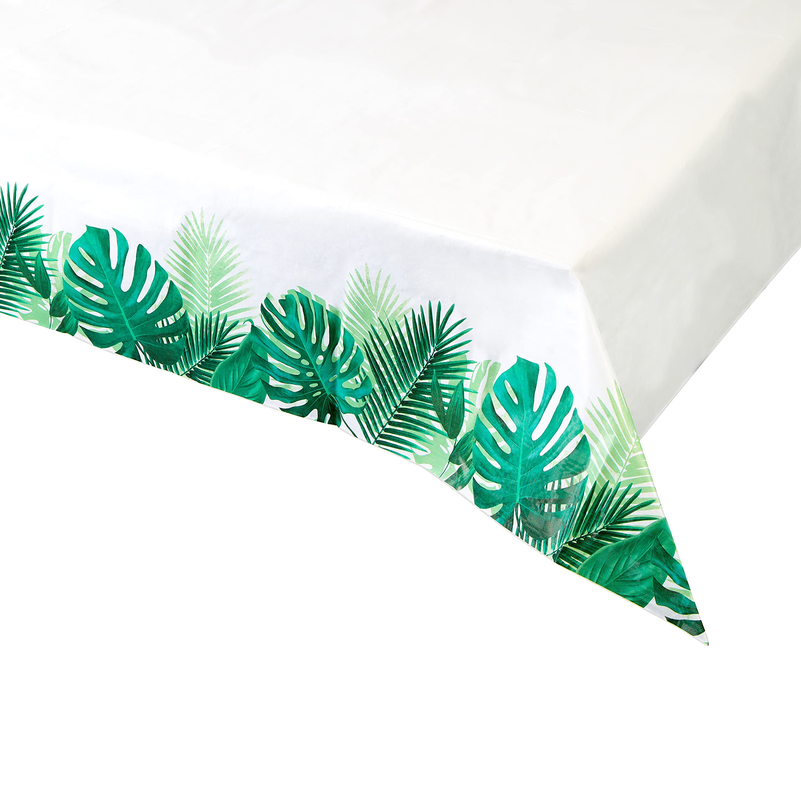 Tropical Palm Leaf Disposable Tablecloth - Green Paper Table Cover for Kids Party, Jungle Theme, Dinosaur Party, Hawaiian Luau, Summer BBQ, Tiki Bar Decor - Perfect for Birthday Celebrations, Outdoor Events & Themed Decorations