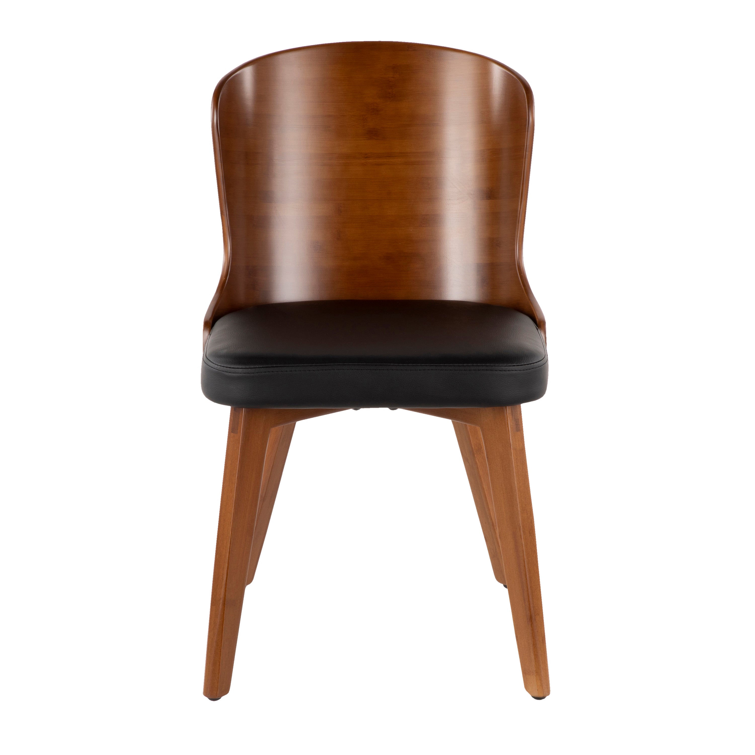 Bocello Mid Century Modern Chair - Walnut Wood Frame & Black Faux Leather Upholstery by LumiSource - Perfect for Living Room, Office or Dining Room Decor