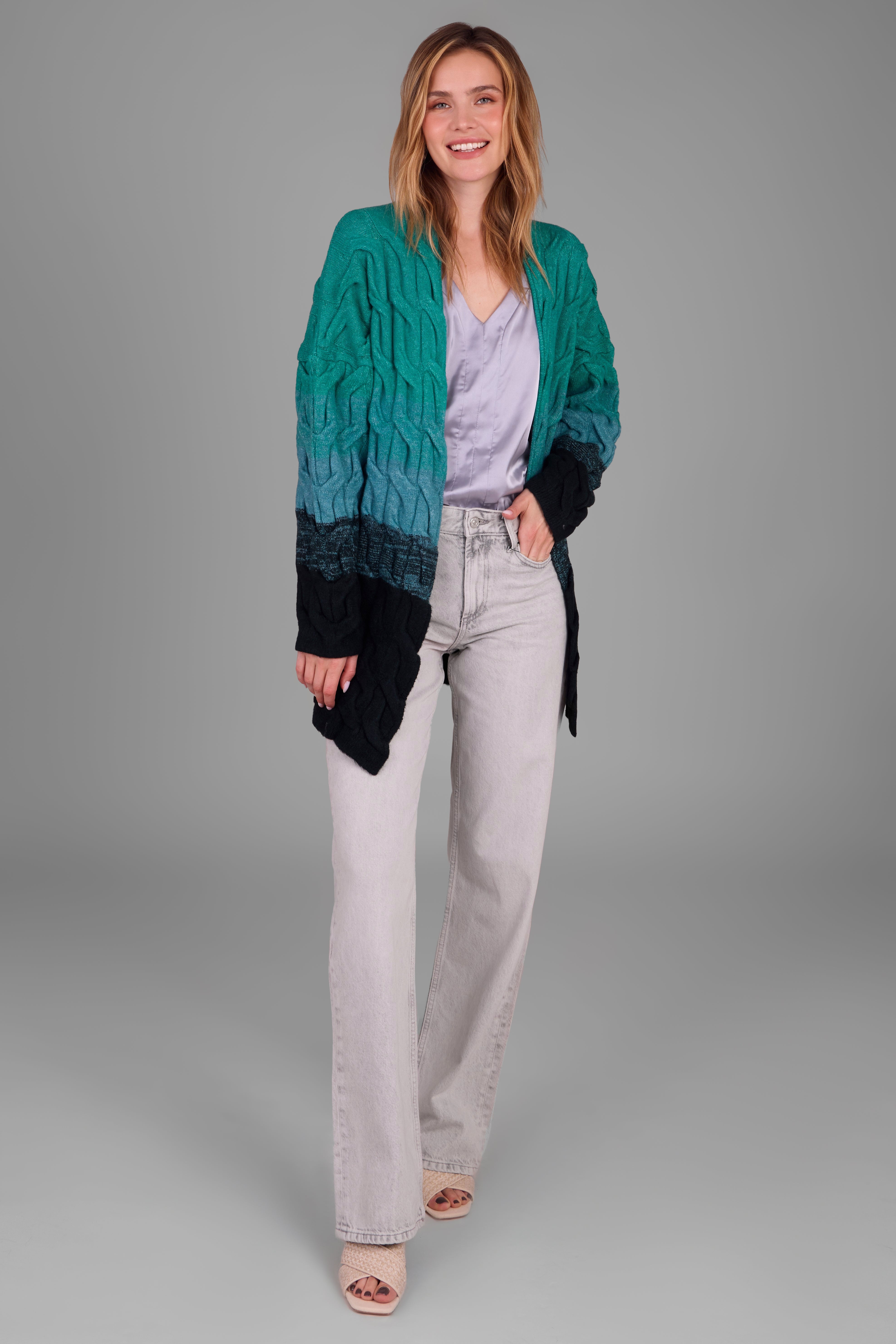 Stylish Cable Knit Color Block Cardigan for Women - Cozy Winter Sweater | Perfect for Office, Date Night & Casual Outfits