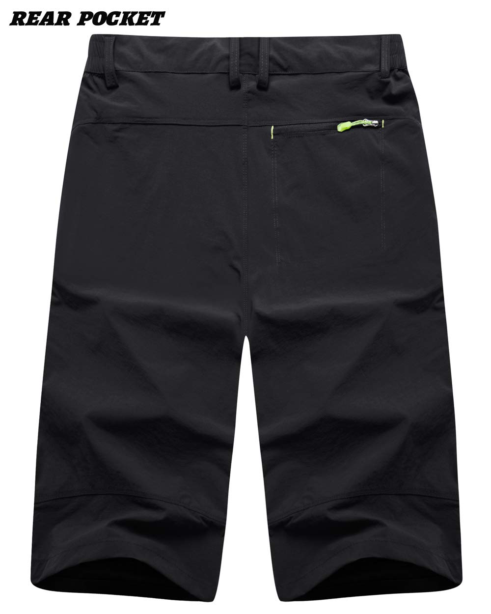 TACVASEN Men's Capri Pants - Lightweight Work Shorts for Men, Black Casual & Outdoor Shorts for Hiking, Running, and Summer Activities