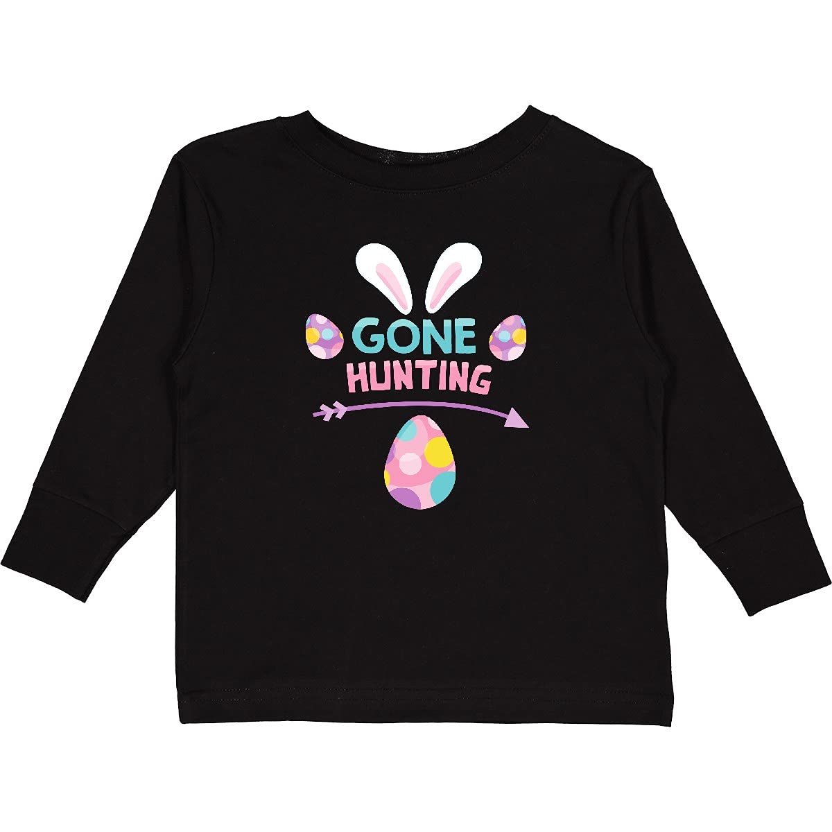 Easter Toddler Long Sleeve T-Shirt - Gone Hunting Bunny Ears Design | Cute Easter Outfit for Boys & Girls | Perfect for Easter Egg Hunts & Spring Celebrations