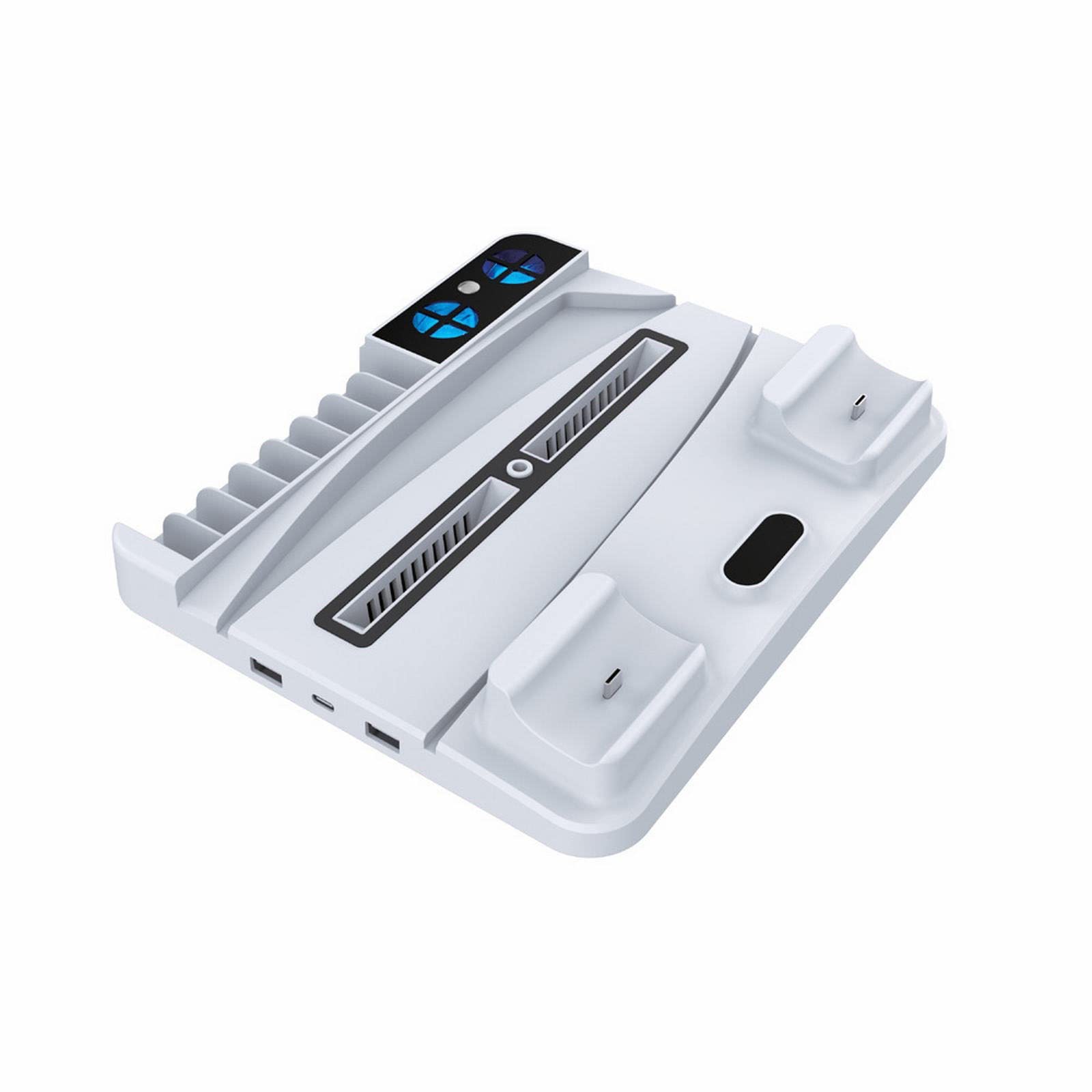 Dual Fast Charging Dock for PS5 Wireless Controller - USB Type C Charging Station Compatible with Sony PS5 Gamepad & External SSD 4TB (White) - Perfect for Gaming Setup & Accessories Organization