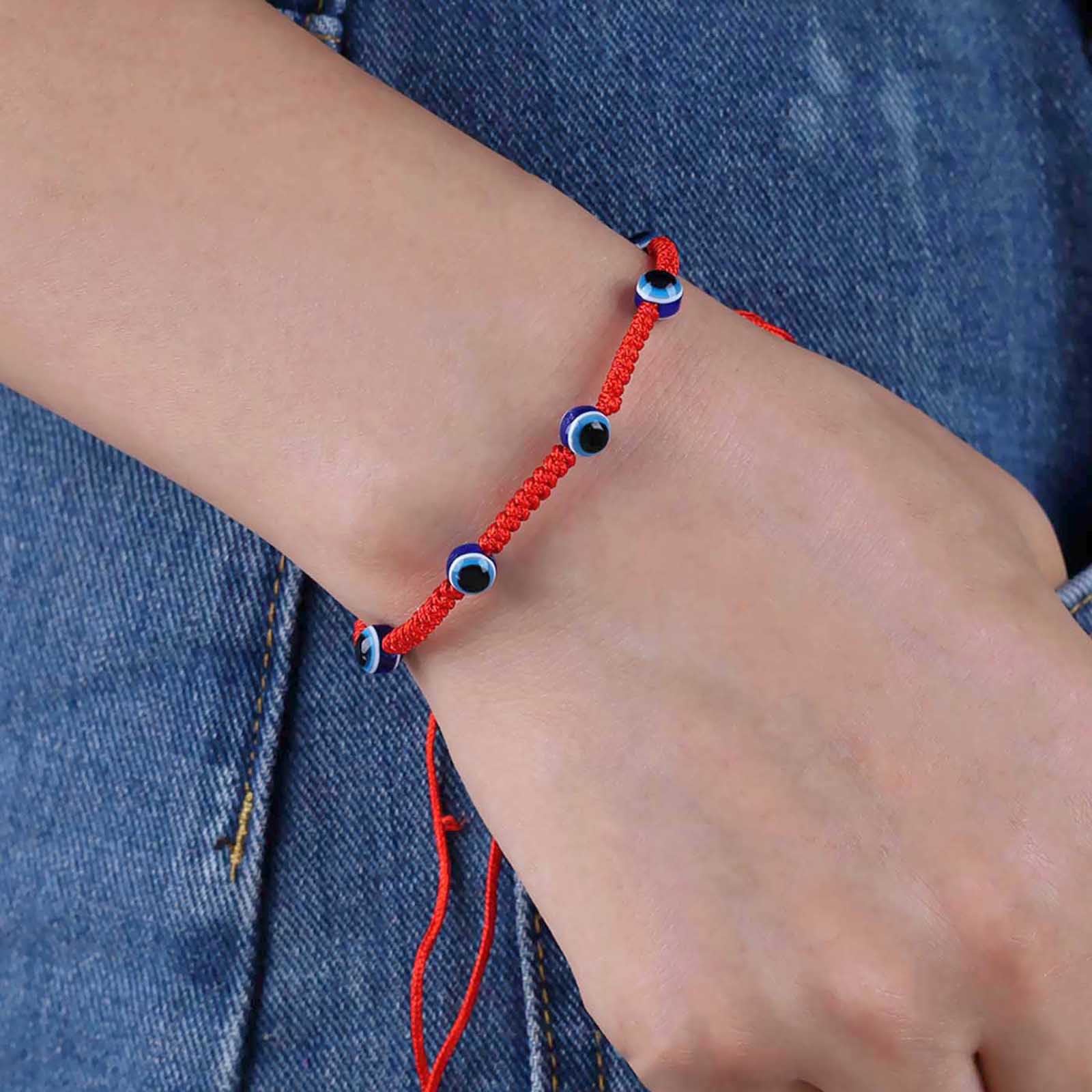 Boho Evil Eye Bracelet & Anklet Set - Handmade Adjustable Red String Kabbalah Bracelet with Turkish Blue Glass Beads for Luck & Protection | Spiritual Jewelry Gift for Women, Men, Teens | Perfect for Everyday Wear, Meditation & Travel