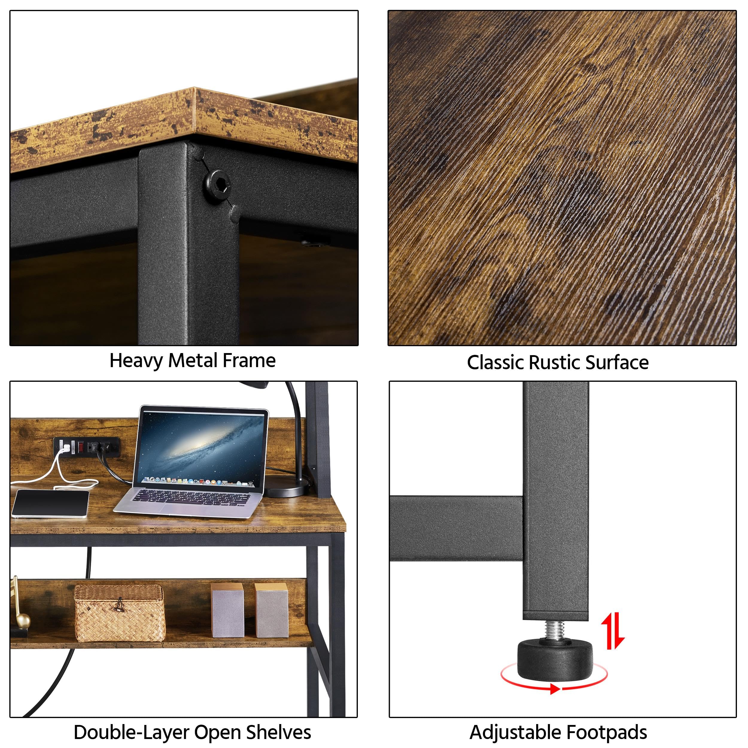 Yaheetech Modern Rustic Brown Home Office Desk and Chair Set - 47