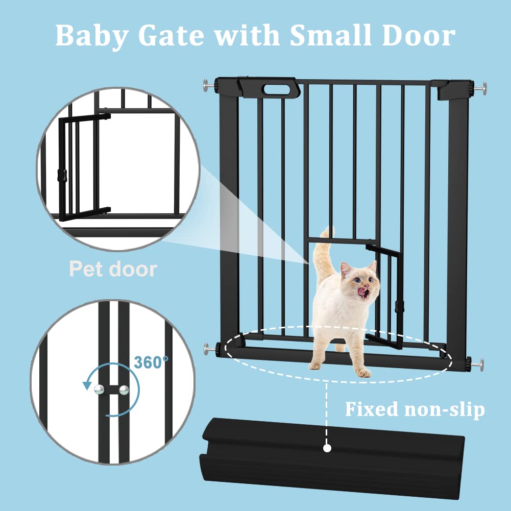 Pressure Mounted Baby Gate with Cat Door - Walk Through Pet Gate for Cats & Small Dogs - No Drill Safety Gate 32.28