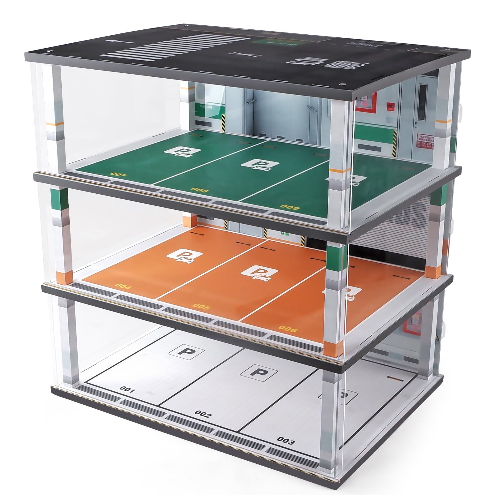 1:18 Scale Diecast Model Car Display Case with LED Lights - 3 Tier Wooden Storage Shelf for Lego, Alloy Car Collectibles & Diorama Garage - Perfect for Showcasing 9 Vehicles in Home, Office or Retail Store Displays