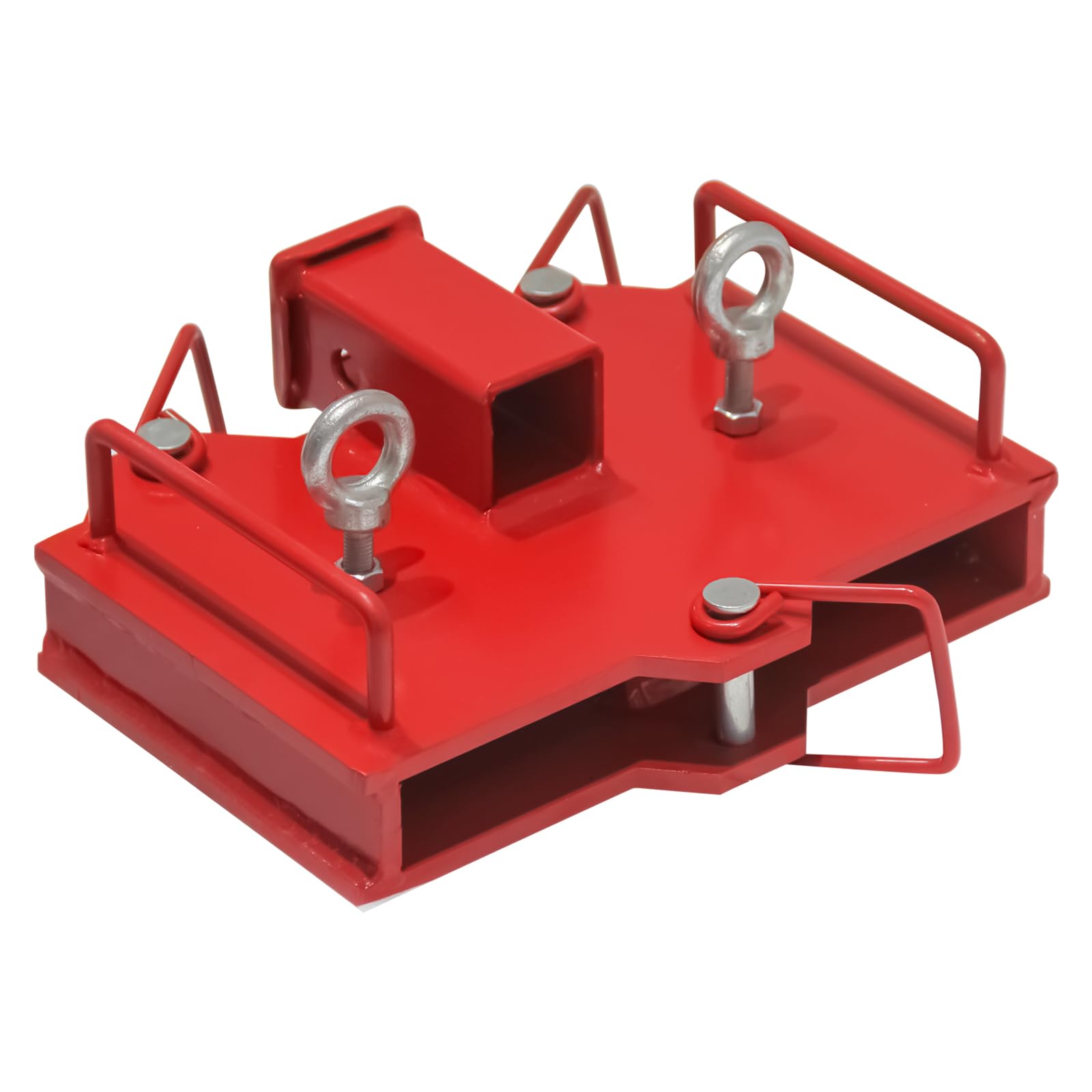 Heavy Duty GARVEE 2 Trailer Hitch Receiver for Forklift - Steel Towing Attachment Compatible with Dual Pallet Forks - Perfect for Moving Trailers, Heavy Loads & Industrial Applications (Red)